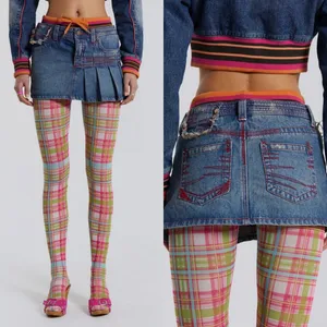 Jaded London‎ Sherbet Denim Side Pleat Mini Skirt Festive Streetwear Distressed thumbnail 2