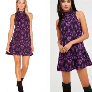 Free People Amelia Mock Neck Drop Waist Dress Sleeveless Boho Size XS thumbnail 10