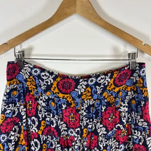 Maeve Anthropologie Floral Paisley Tiered Mini Skirt Navy Pink Orange‎ Large thumbnail 2