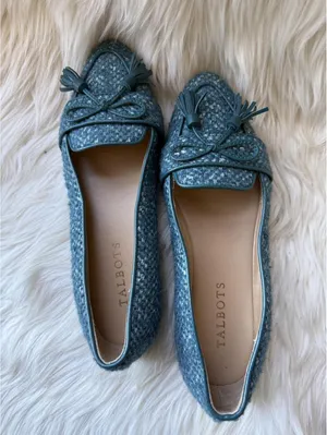 NWOT’s Talbots Blue Tweed Tassel Loafers Size 5.5 thumbnail 1