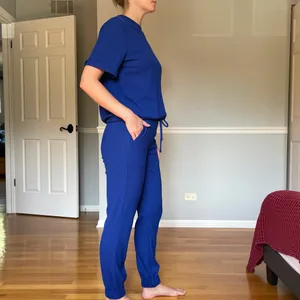 Modus Women’s XS Blue Ribbed 2 Piece Lounge Set Top Jogger Pants Cotton Blend thumbnail 2