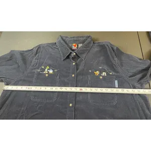 Vintage Mickey Characters Corduroy Button Up Shirt Disney Embroidered Plus 26W thumbnail 10