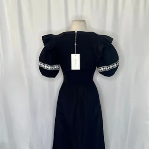 NWT!! CLEOBELLA‎ Selma Midi Dress Embroidered Black Ruffle Puff Sleeves X-Small thumbnail 10