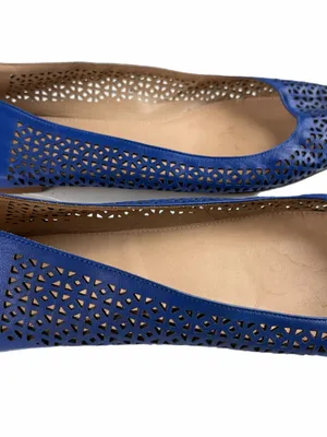 J. CREW Nora Bright Royal Blue Perforated Leather Ballet Flats Italy Size 8.5 thumbnail 5