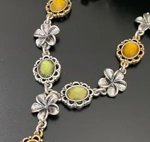 LUCKY BRAND Silver-tone Chain Flower Cabochon Y-Necklace 31g thumbnail 9