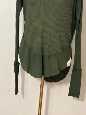 Free People We The Free Catalina Thermal Top Olive Green Long Sleeve XS thumbnail 4
