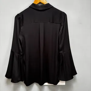 Alice + Olivia Myrtle Trumpet Sleeve Black Silk Blouse XS thumbnail 10