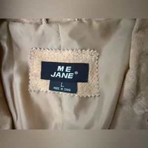 Y2K vintage Me Jane nude suede open front tie blazer, size large thumbnail 9