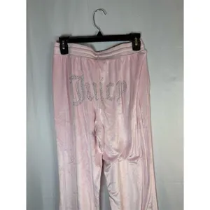 Juicy Couture Pajama Pants Womens S Pink Velour Rhinestone Logo Y2K thumbnail 6