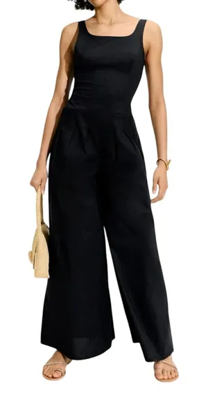WEWOREWHAT Pleated Scoop Neck black Jumpsuit size 6 thumbnail 1