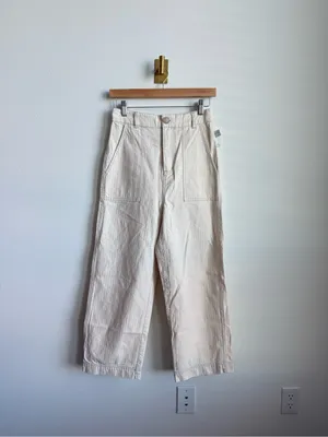 Free People Sunday Skies Wide Leg Sailor Pants NWT Size 2 Natural Cotton thumbnail 4