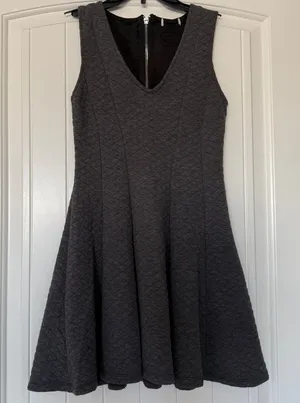 ✨ Minimalist Charcoal Quilted Skater Dress thumbnail 1
