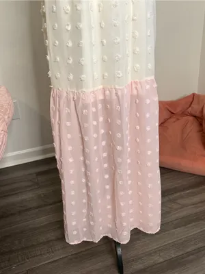 Andrée by Unit Maxi Dress M Pink White Swiss Dot thumbnail 4