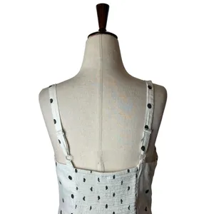 Old Navy Maxi Dress Women Medium White Polka Dot Ruffle Linen Blend Cami Retro thumbnail 8