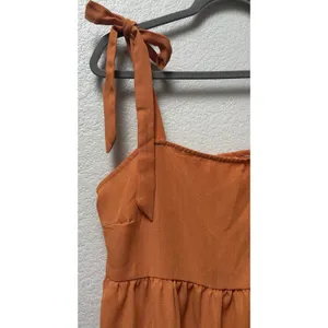 Shein Orange Babydoll Dress Tie Shoulder Straps Sz XXL Vacation Resort Boho thumbnail 3