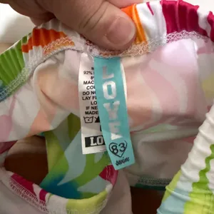 Love 83‎ Swim Neon Rainbow Zebra Bikini Set High Waist Bandeau Medium thumbnail 5