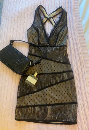 Arden B Black And Lace Semi-Formal Dress thumbnail 1