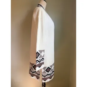 Rachel Zoe Cream Knit Southwestern Boho Long Cardigan Sm whimsi Aztec cozy western sweater‎ thumbnail 3