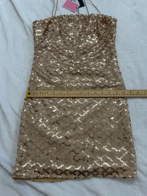 PrettyLittleThing Gold Sequin Mini Dress size 4 thumbnail 11