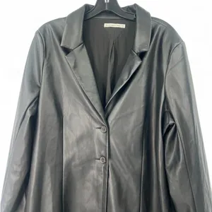 ABERCROMBIE & FITCH XL Blazer Dress Jacket Faux Leather Oversized Women's Black thumbnail 3