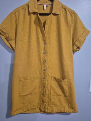 Anthropologie Pilcro Button yellow summer bohemian Shirt Dress size XS thumbnail 2