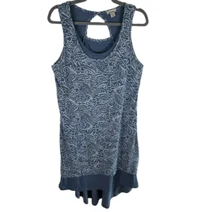 Mod-o-doc Blue Keyhole Back Lightweight High Low Hem Pullover Tank Dress Size L‎ thumbnail 3