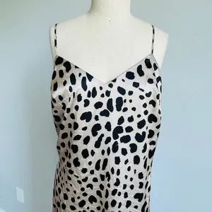 E. Ssue Leopard Satin Slip Midi Dress Size L Side Slit Y2K thumbnail 5
