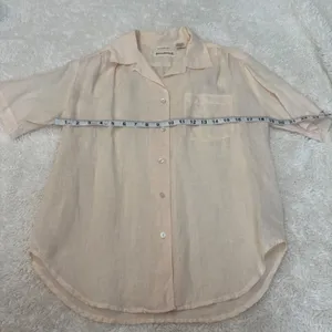 VGT Banana Republic Womens Pink Irish Linen Button Up Cottage Pheasant Fairy S thumbnail 4