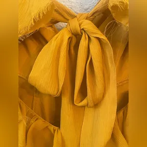 ASOS DESIGN Tiered Ruffle Dress, Mustard, 2 thumbnail 8