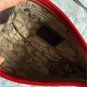 y2k COACH Vintage 4828 Red Suede Hobo Mini Purse Shoulder bag thumbnail 8