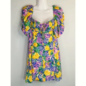 Zara Green‎ Purple Yellow Floral Mini Corset Dress Womens Large Coquette Girl thumbnail 2