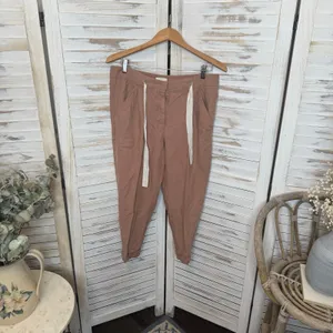 WILFRED ARITZIA Women's 8 Allant Linen Pants Cropped Waist Tie Moroccan Spice thumbnail 14