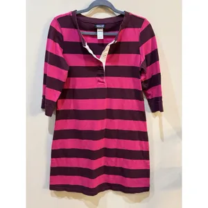 Patagonia Women 3/4 Sleeve Sender Stripe‎ Mini Dress Pink Organic Cotton Medium thumbnail 2
