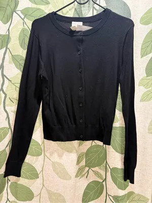 H&M Black Button-Up Crewneck Cardigan thumbnail 1