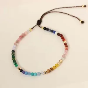 Bohemian Multicolor Crystal Agate 3mm Beads Adjustable Bracelet Multiple thumbnail 2