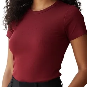 EXPRESS Body‎ Contour Rich Dark Red Short Sleeve Crew Neck Bodysuit Top M thumbnail 1