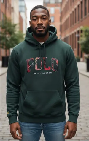 NWT- Polo by Ralph Lauren Men’s Forest Green Hooded Sweatshirt with Tartan Polo Size XL thumbnail 1