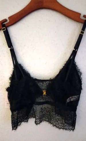 Auden XS Sexy Crop Eyelash Lace Bralette Lingerie New in Black thumbnail 1