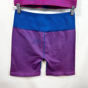 Fabletics Medium Workout Set Pink Blue Seamless Sports‎ Bra Bike Shorts 1597 thumbnail 10