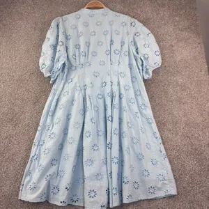 Belle Isle by Torrid Blue Eyelet Cotton Midi Dress Women 14 Cottagecore Romantic thumbnail 10