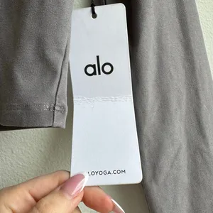 NWT Alo Washed AloSoft Crop Finesse Long Sleeve Cool Grey Crop Size XS thumbnail 2
