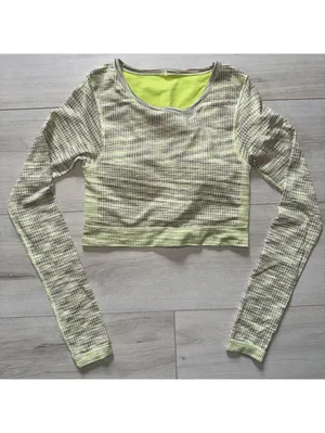 Lululemon Ebb to Street Neon Fitted Long Sleeve Cropped Seamless Shirt size 6 thumbnail 3
