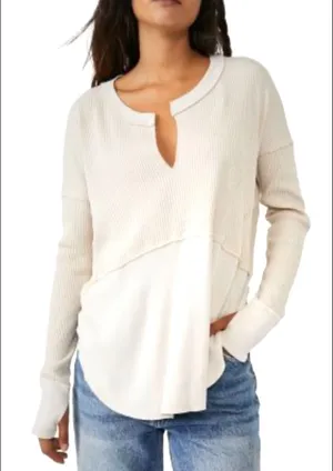 We The Free Monterey Thermal Henley Top Medium‎ boho layered cabincore travel thumbnail 1