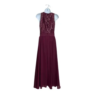Lulus Burgundy Lace Bodice Maxi Dress Bridesmaid Formal‎ Event Size S thumbnail 4
