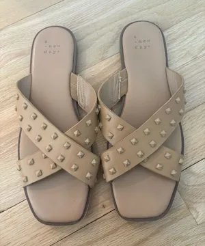 A New Day Beige Studded Sandals thumbnail 1