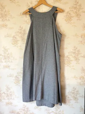 Vintage 70s 80s Miss Joni Grey Wool Blend Pinafore Jumper Dress XL XXL thumbnail 3