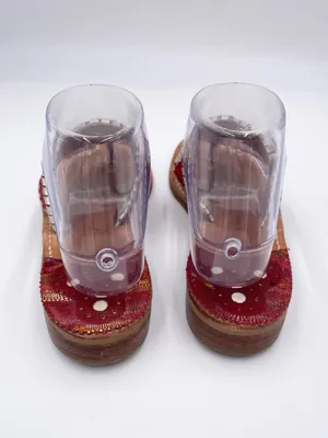 Jack Rogers Navajo Flat Metallic Red Silver Whipstitch Leather Thong Sandals 7 N thumbnail 7