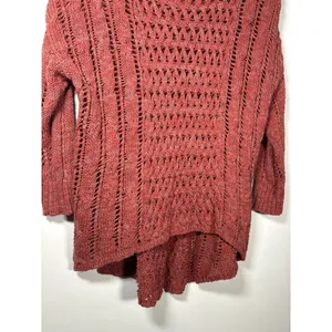 AMERICAN EAGLE Open Knit Crochet High‎ Low Sweater Size Medium Burnt Orange Y2K thumbnail 3