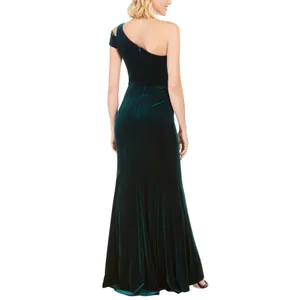 Betsy & Adam Womens One Shoulder Velvet Gown Dress A21575P Hunter Green 6P thumbnail 8