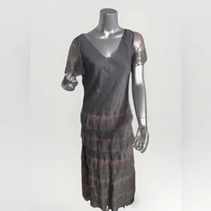 Sundance Sz 10 Women Maxi Dress Lace Tiered Linen Embroidered Whimsy Fairy Boho thumbnail 6